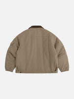 Retro Canvas & Leather-paneled Loose-fit Cotton Workwear Jacket