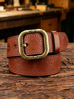 Handcrafted Vintage Embossed Top-grain Cowhide Belt