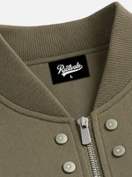 Retro Riveted & Pleated Baseball Jacket