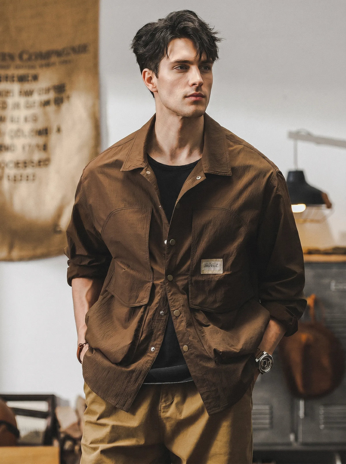 American Vintage Workwear-style Loose-fit Long-sleeve Shirt