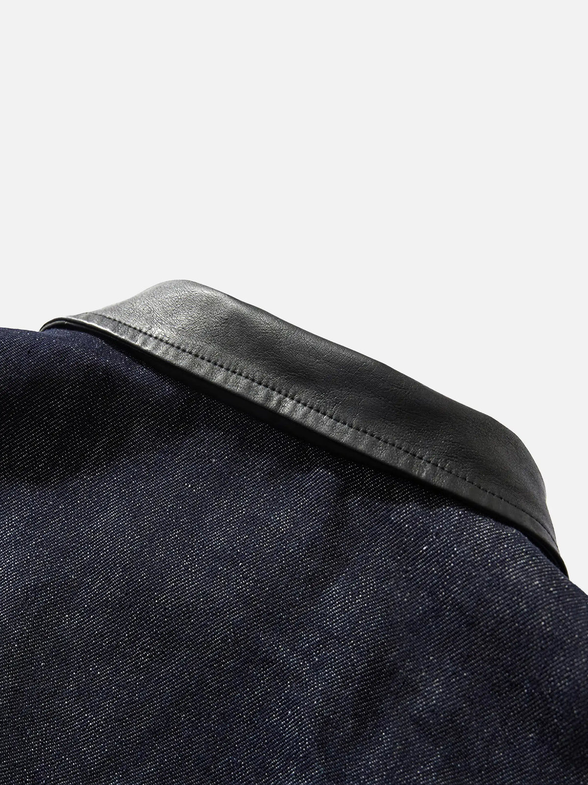 Pu Leather Collared Jacket With Double-ended Zipper