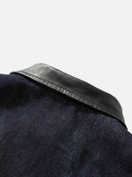 Pu Leather Collared Jacket With Double-ended Zipper