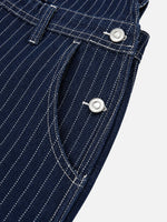 Retro Striped Denim Overalls