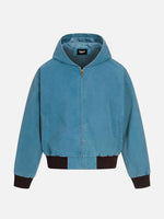 Barn-style Garment-washed & Distressed Hooded Work Jacket