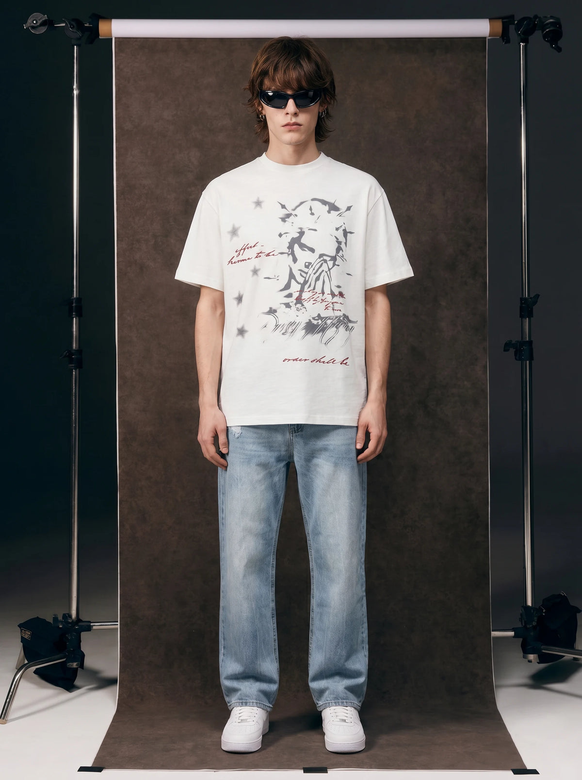 Creative Anime Character & Letter Print T-shirt