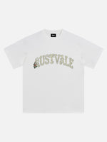 Camiseta con Letras y Rosa Pixelada