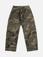 Retro Washed Distressed Camouflage Cargo Pants