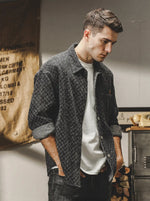Stone-washed, Distressed Long-sleeve Shirt