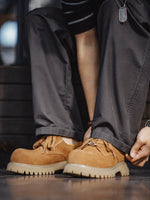 Height-increasing Commuter Work Shoes — Round-toe Leather Footwear