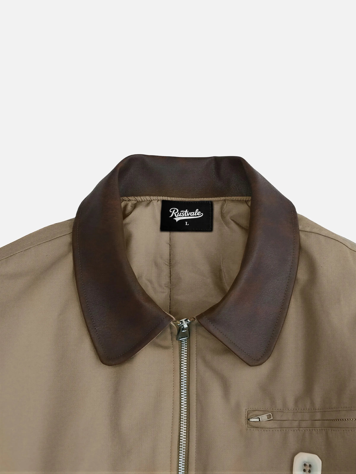Retro Canvas & Leather-paneled Loose-fit Cotton Workwear Jacket