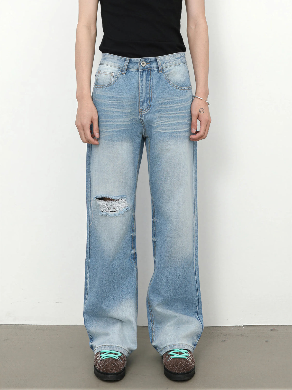 American-style High-street Washed Flared Jeans