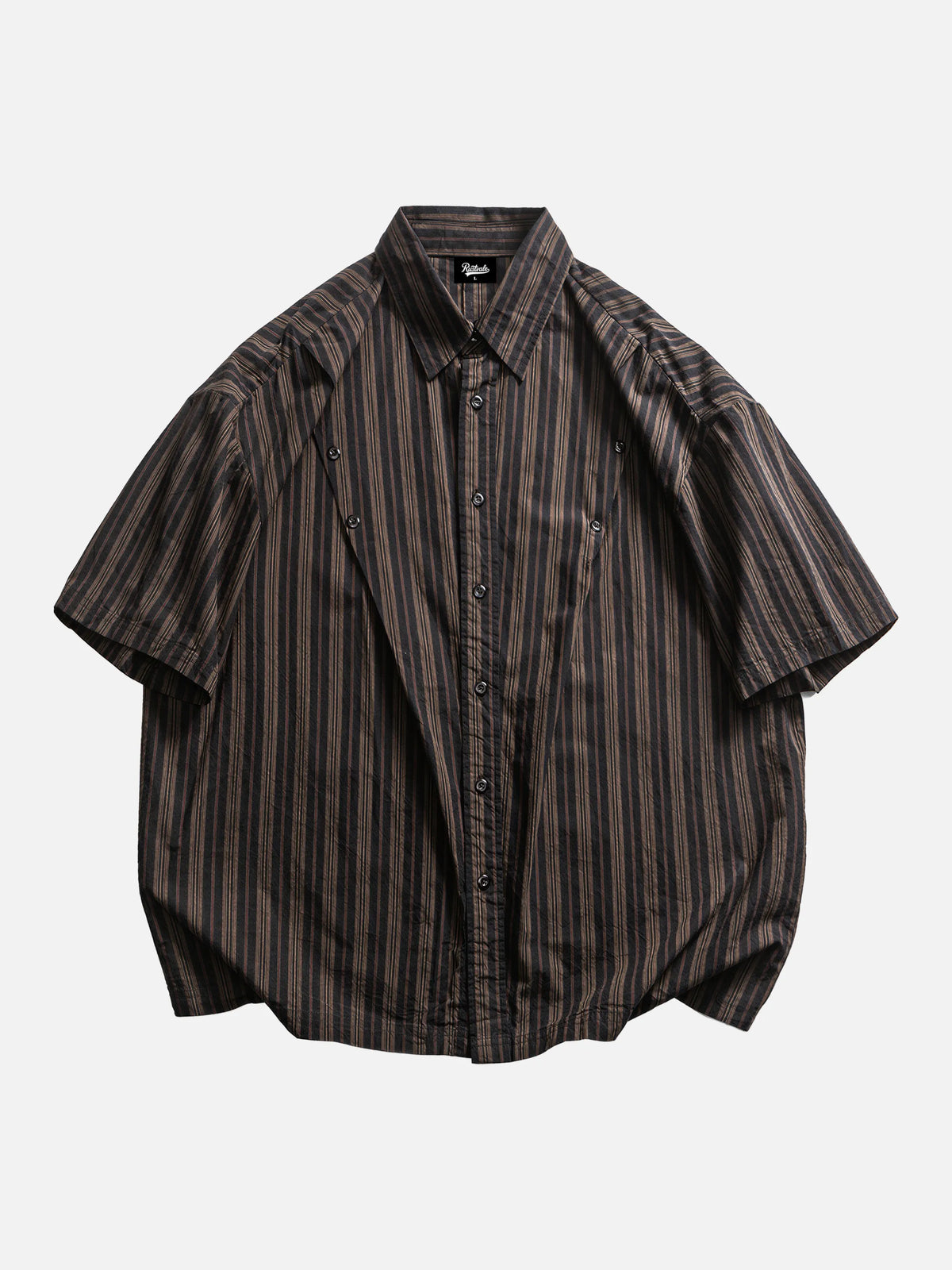 Oversized Striped Short-sleeve Work Shirt