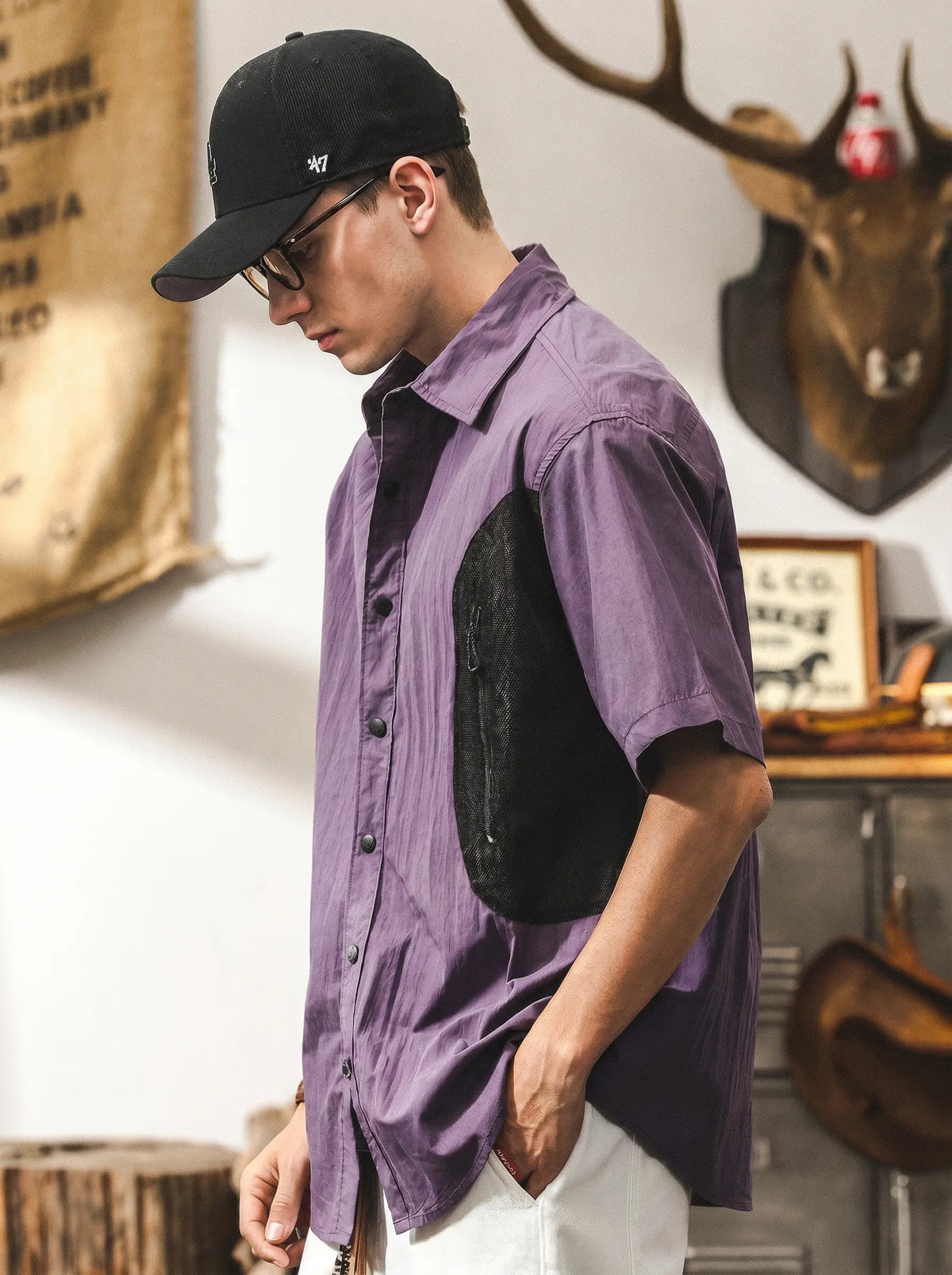 American Retro Workwear-style Loose-fit Functional Shirt