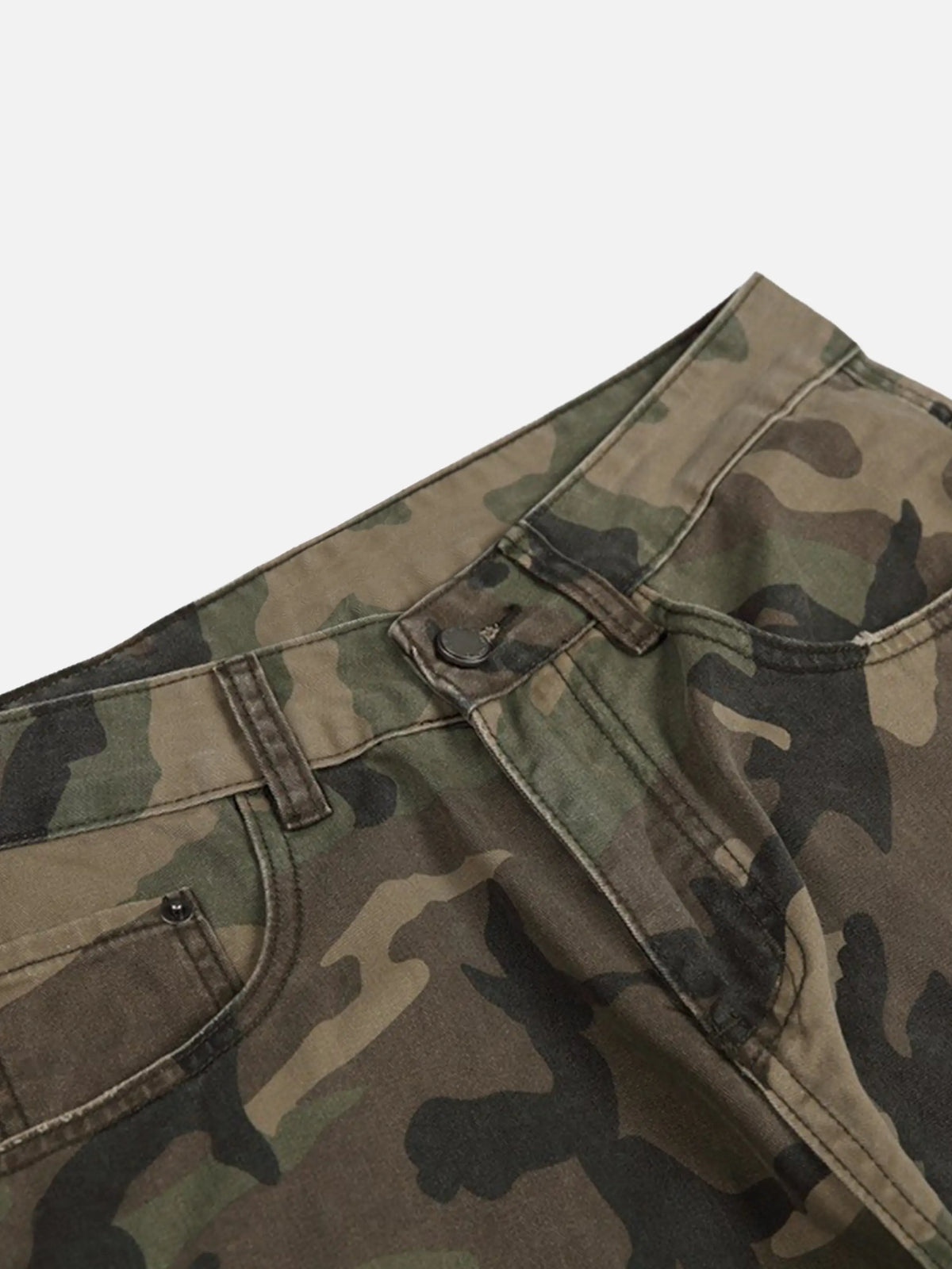 Retro Washed Distressed Camouflage Cargo Pants