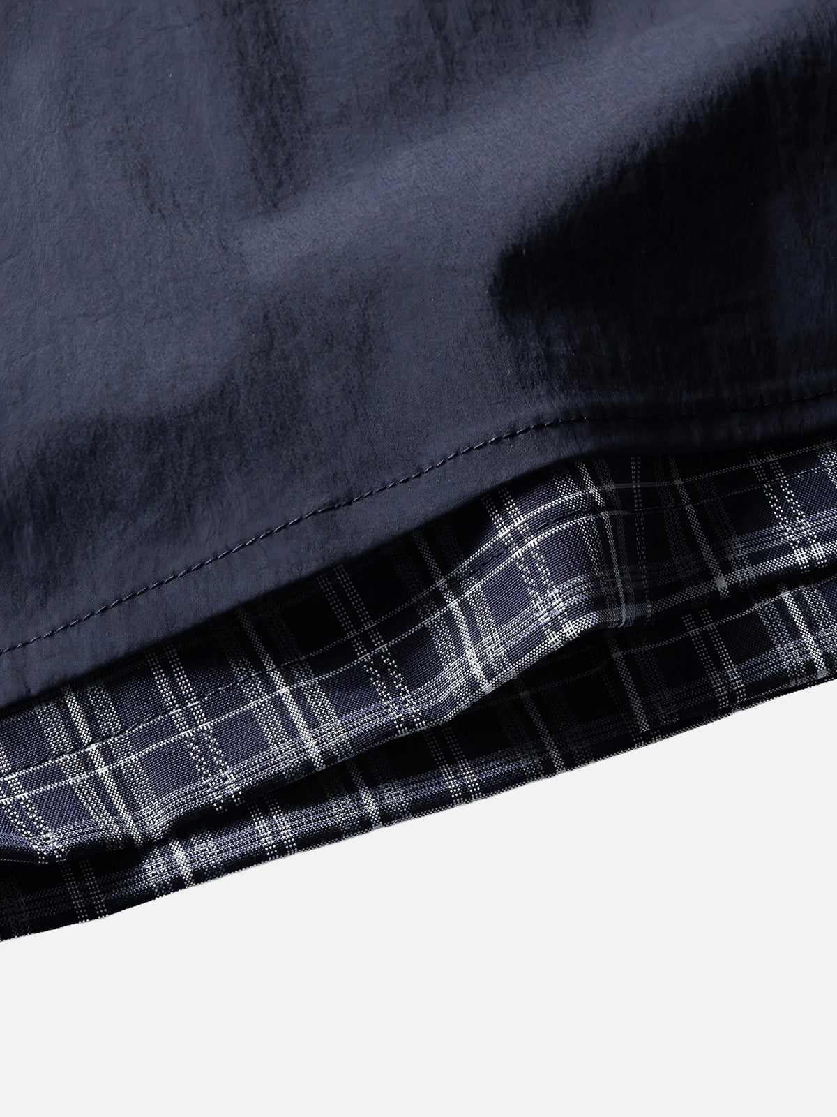 Retro Plaid Faux Two-piece Spliced short-sleeve Shirt