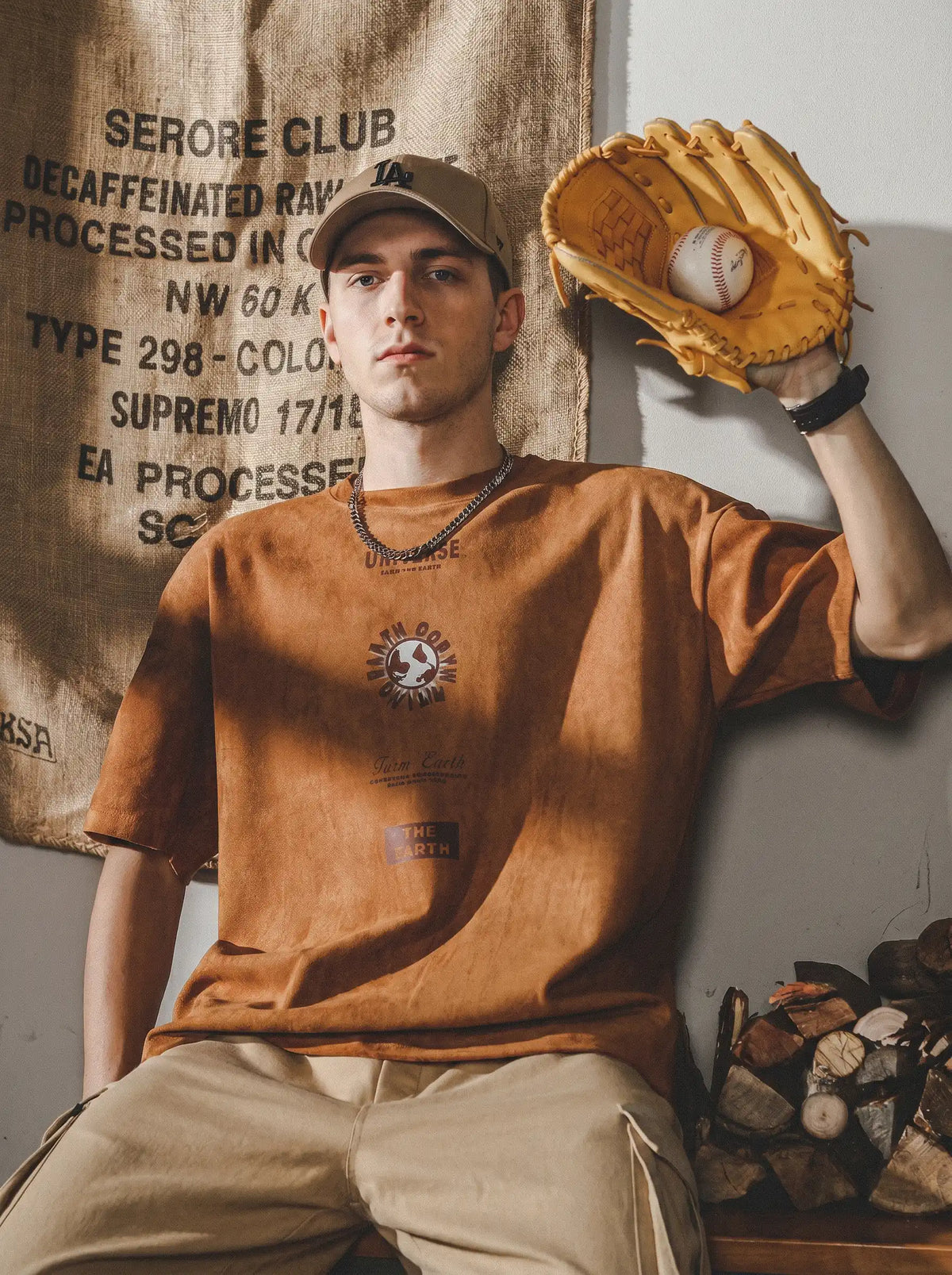Retro Loose-fit Suede T-shirt