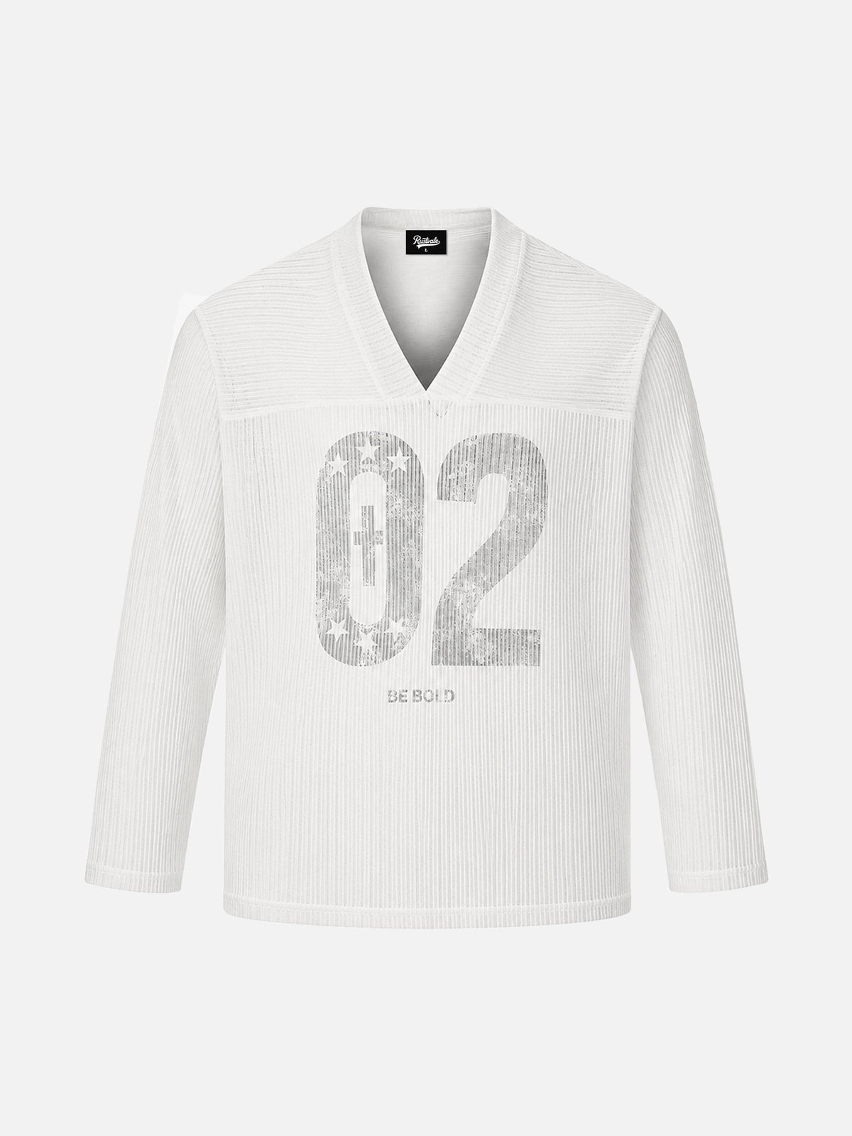 Digital Print V-neck Long-sleeve T-shirt