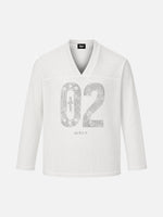 Digital Print V-neck Long-sleeve T-shirt
