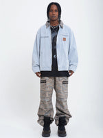 American-style Washed, Color-blocked Work Jacket