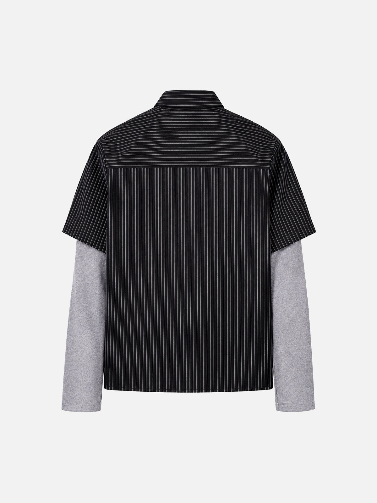 Retro Loose-fit Striped Faux Two-piece Long-sleeve Shirt